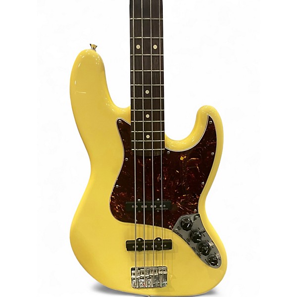 Used Fender Deluxe Active Jazz Bass Black and Yellow Electric Bass Guitar