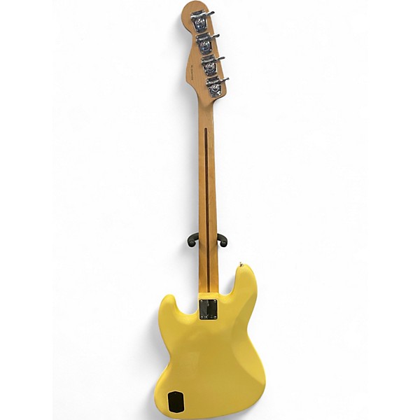 Used Fender Deluxe Active Jazz Bass Black and Yellow Electric Bass Guitar