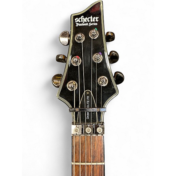Used Schecter Guitar Research Damien Elite 6 Floyd Rose Metallic Black Solid Body Electric Guitar