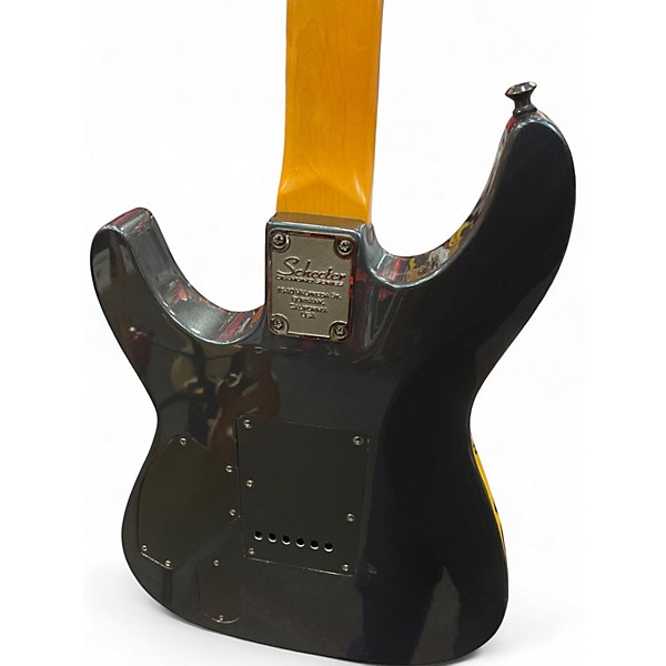 Used Schecter Guitar Research Damien Elite 6 Floyd Rose Metallic Black Solid Body Electric Guitar