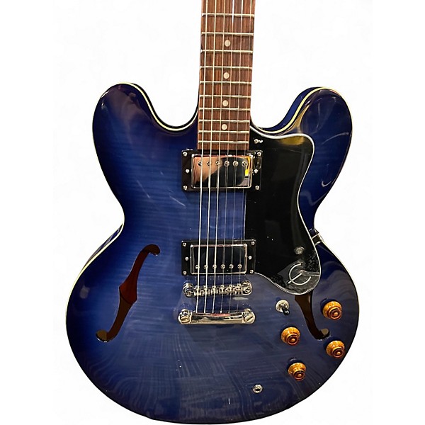 Used Epiphone Dot Deluxe Flametop Blue Burst Hollow Body Electric Guitar