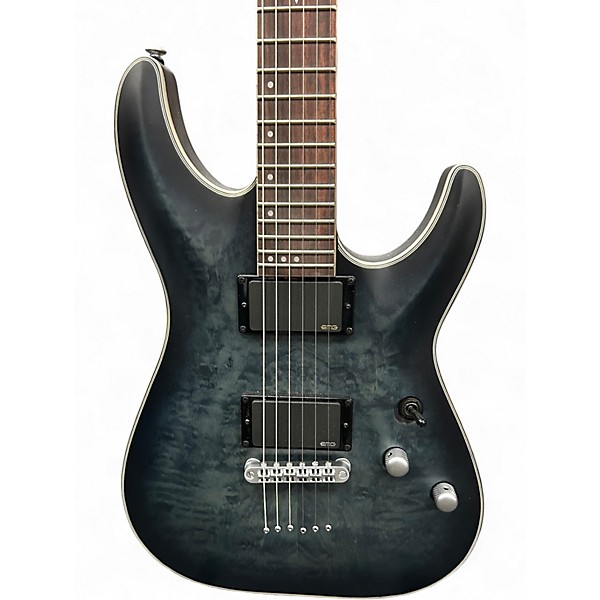 Used Schecter Guitar Research C1 Platinum Trans Black Solid Body Electric Guitar