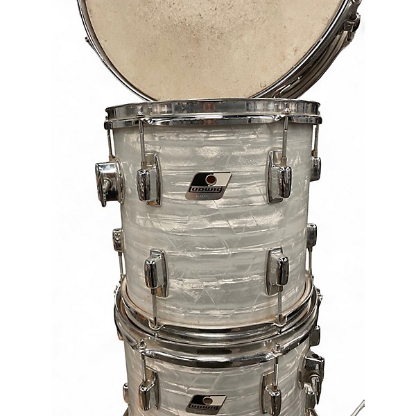 Used Ludwig 5 Piece rocker Pearl White Drum Kit