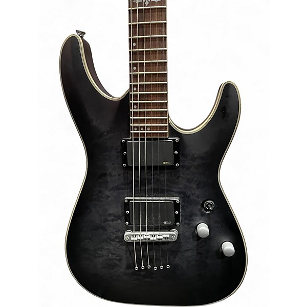 Used Schecter Guitar Research C1 Platinum Trans Black Solid Body Electric Guitar