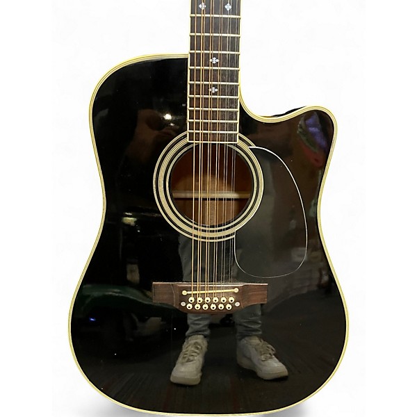 Used Takamine EF381C Black 12 String Acoustic Electric Guitar