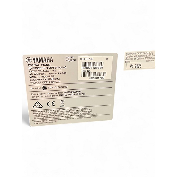 Used Yamaha DGX670B Digital Piano