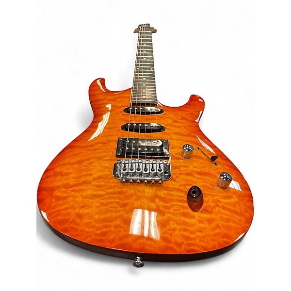 Used Ibanez SA260QM Orange Solid Body Electric Guitar