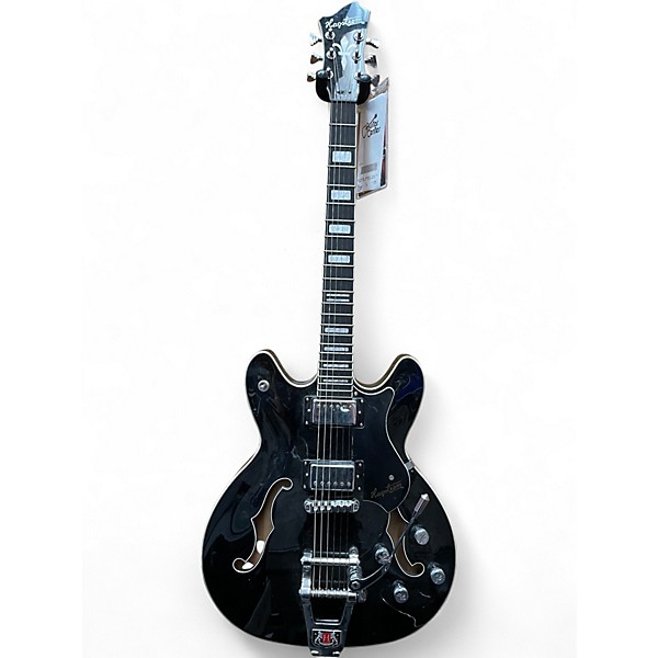 Used Hagstrom Viking Deluxe Black Hollow Body Electric Guitar