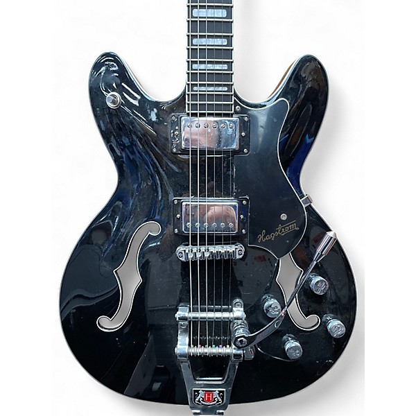 Used Hagstrom Viking Deluxe Black Hollow Body Electric Guitar