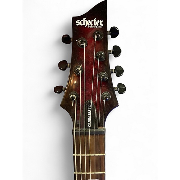 Used Schecter Guitar Research Omen Elite 7 Trans Crimson Red Solid Body Electric Guitar