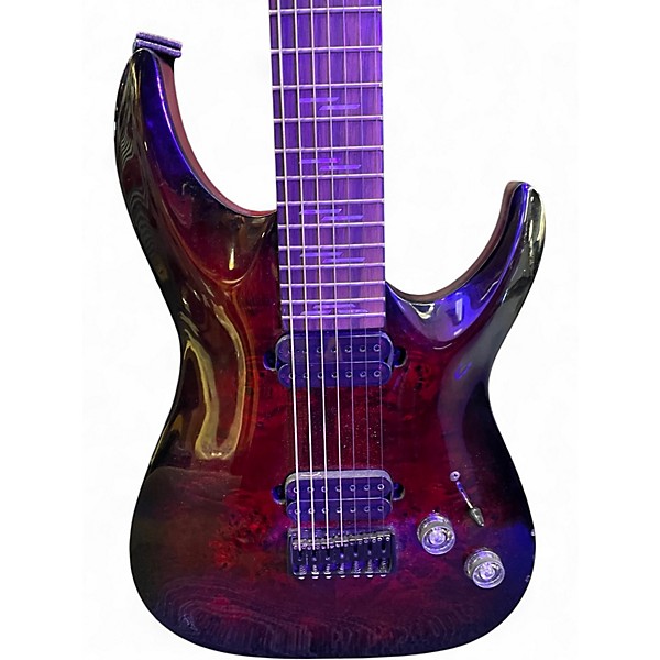 Used Schecter Guitar Research Omen Elite 7 Trans Crimson Red Solid Body Electric Guitar