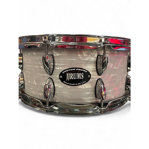 Used J Jrums 6.5X14 Pure Bubinga Pearl White Drum