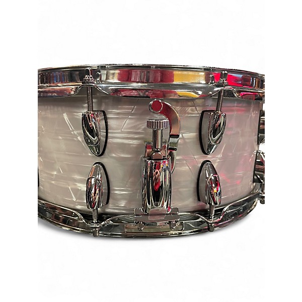 Used J Jrums 6.5X14 Pure Bubinga Pearl White Drum