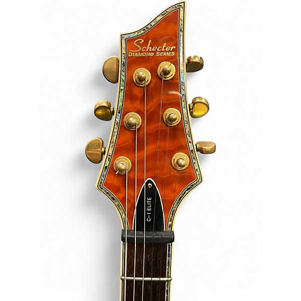 Used Schecter Guitar Research C1 Elite Trans Orange Solid Body Electric Guitar