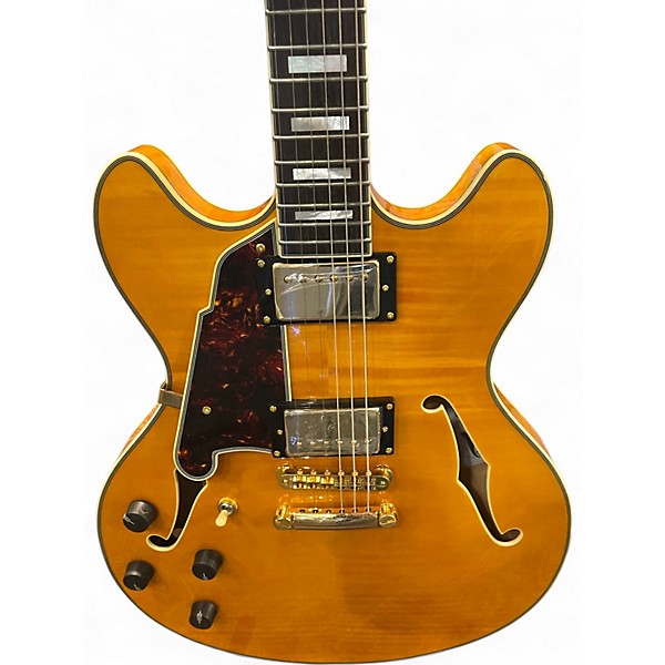 Used D'Angelico EX-DC Left Handed Vintage Natural Hollow Body Electric Guitar