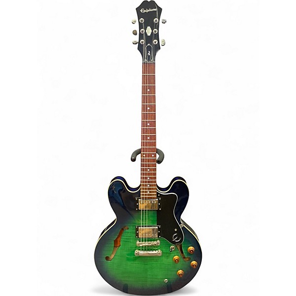 Used Epiphone Dot Deluxe Flametop Green Hollow Body Electric Guitar