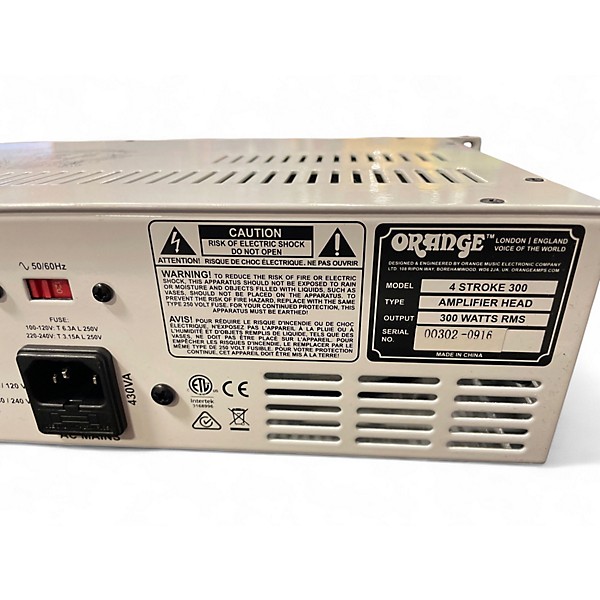 Used Orange Amplifiers 4 Stroke 300 Bass Amp Head