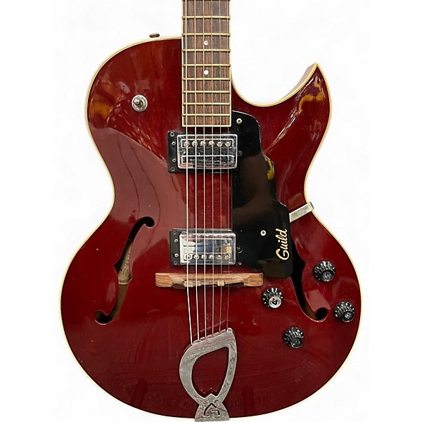 Used 1990s Guild Starfire II Trans Red Hollow Body Electric Guitar