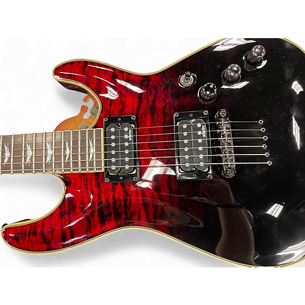 Used Schecter Guitar Research Omen Extreme 6 Crimson Red Burst Solid Body Electric Guitar