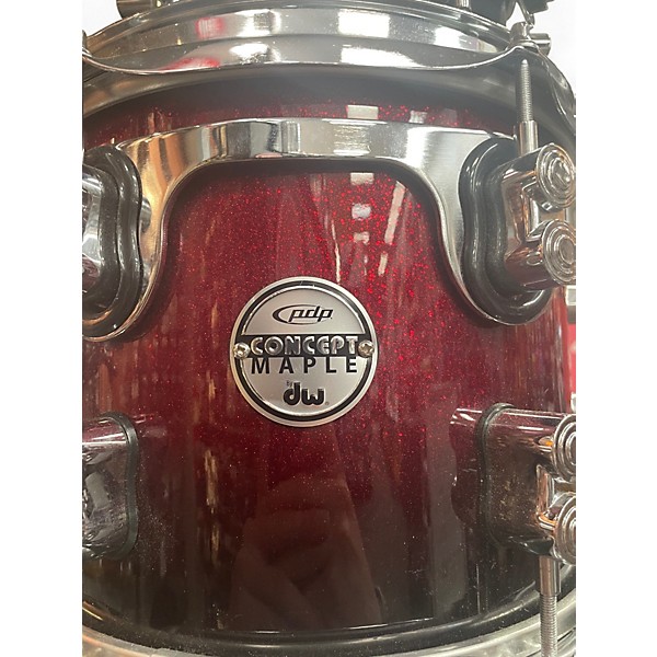 Used PDP by DW 6 Piece CONCEPT MAPLE 6 PIECE Red to Black Fade Drum Kit