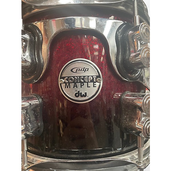 Used PDP by DW 6 Piece CONCEPT MAPLE 6 PIECE Red to Black Fade Drum Kit