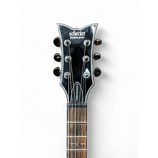 Used Schecter Guitar Research Damien Elite Solo Metallic Blue Solid Body Electric Guitar