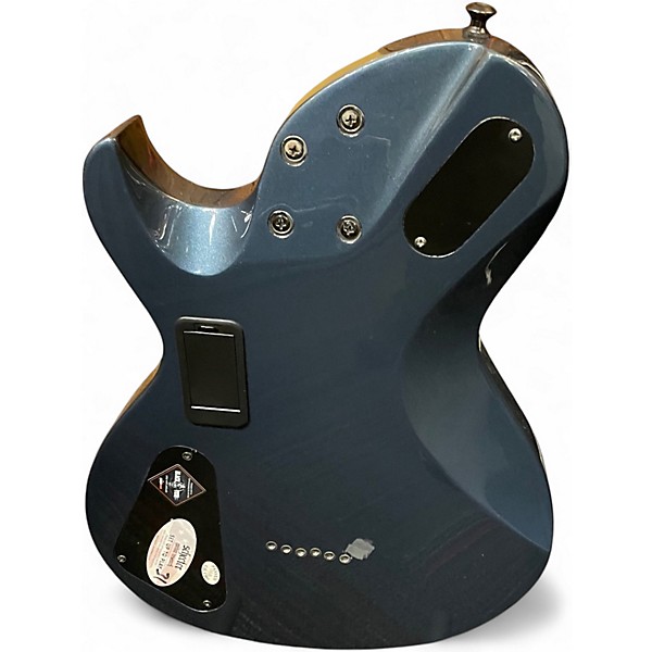 Used Schecter Guitar Research Damien Elite Solo Metallic Blue Solid Body Electric Guitar