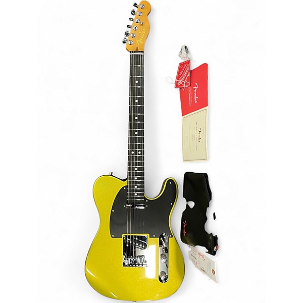 Used 2025 Fender American Ultra II Telecaster Black and Yellow Solid Body Electric Guitar