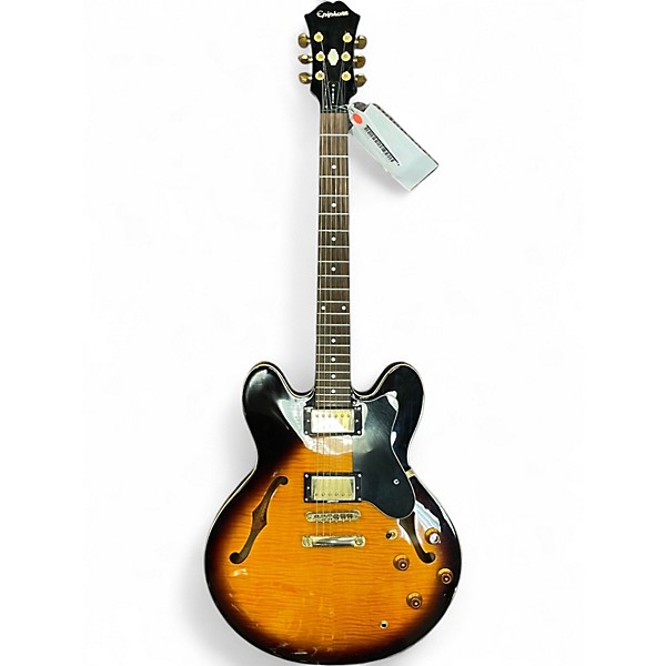 Used Epiphone Dot Deluxe Flametop Sunburst Hollow Body Electric Guitar