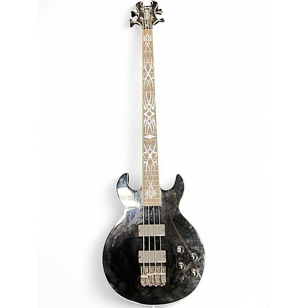 Used Schecter Guitar Research Devil Tribal Bass Black Electric Bass Guitar