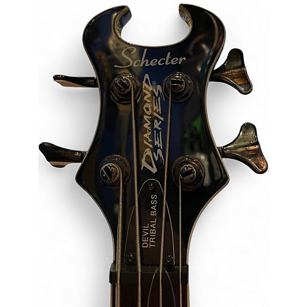 Used Schecter Guitar Research Devil Tribal Bass Black Electric Bass Guitar