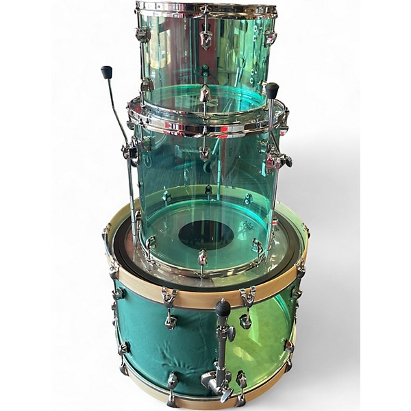Used SJC Drums 3 Piece Custom Acrylic Green Drum Kit