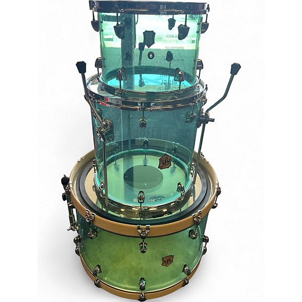 Used SJC Drums 3 Piece Custom Acrylic Green Drum Kit