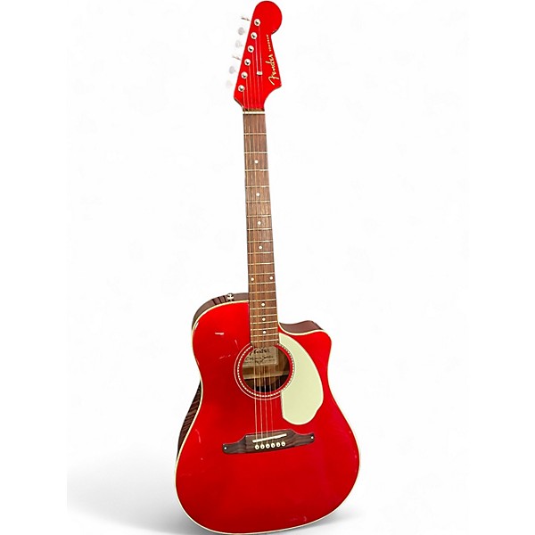 Used Fender Sonoran SCE Candy Apple Red Acoustic Electric Guitar