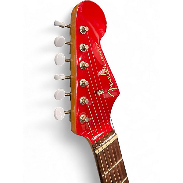 Used Fender Sonoran SCE Candy Apple Red Acoustic Electric Guitar