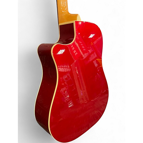 Used Fender Sonoran SCE Candy Apple Red Acoustic Electric Guitar