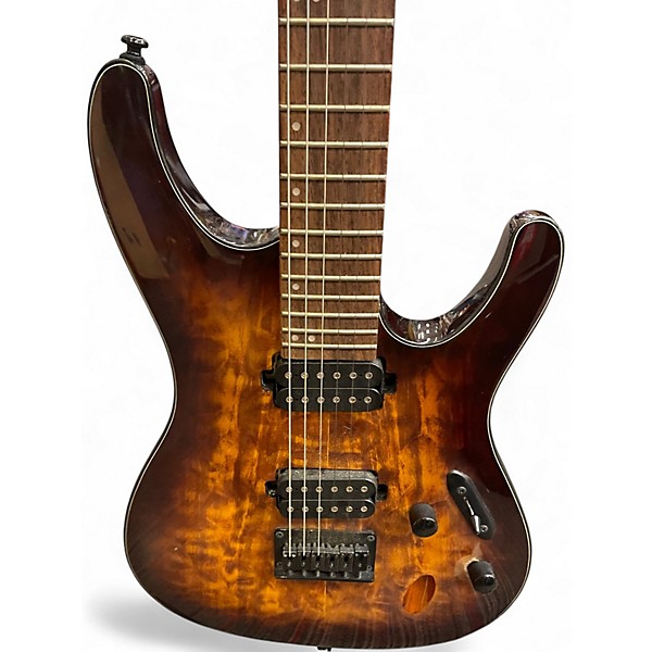 Used Ibanez S621QM Amber Solid Body Electric Guitar
