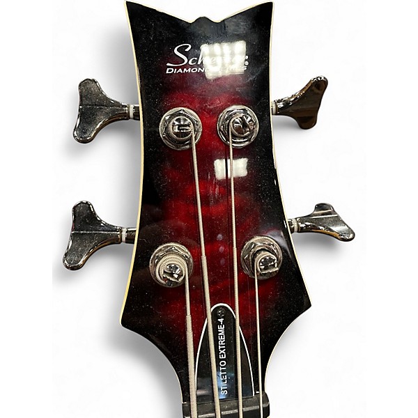 Used Schecter Guitar Research Stiletto Extreme 4 Cherry Sunburst Electric Bass Guitar