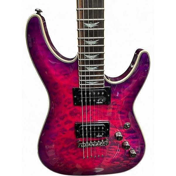 Used Schecter Guitar Research Omen Extreme 6 Trans Purple Solid Body Electric Guitar