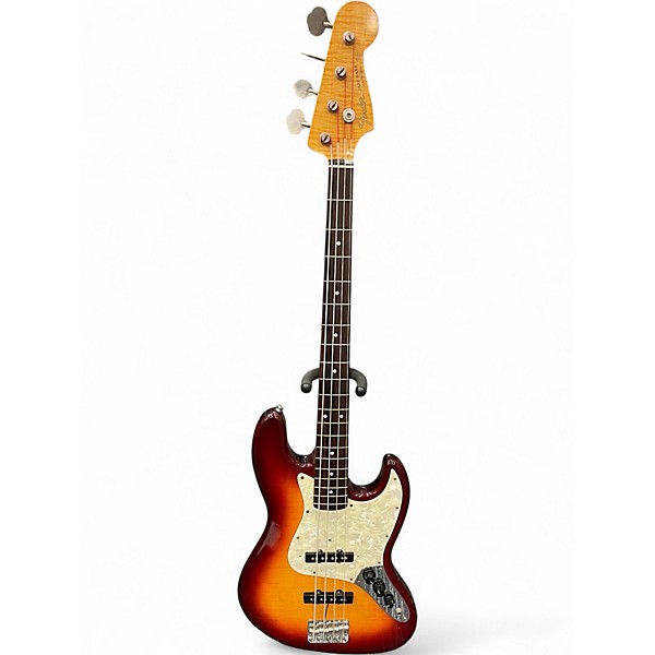 Used 1995 Fender Foto Flame Jazz Bass 2 Tone Sunburst Electric Bass Guitar