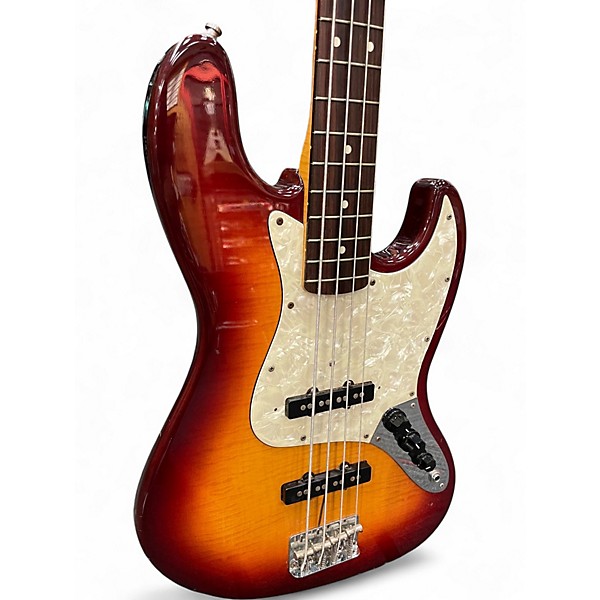 Used 1995 Fender Foto Flame Jazz Bass 2 Tone Sunburst Electric Bass Guitar