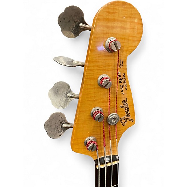 Used 1995 Fender Foto Flame Jazz Bass 2 Tone Sunburst Electric Bass Guitar