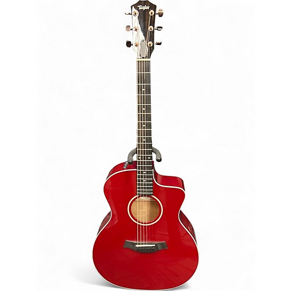 Used Taylor 214CE-Red Deluxe Wine Red Acoustic Electric Guitar