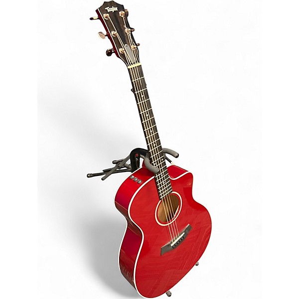 Used Taylor 214CE-Red Deluxe Wine Red Acoustic Electric Guitar