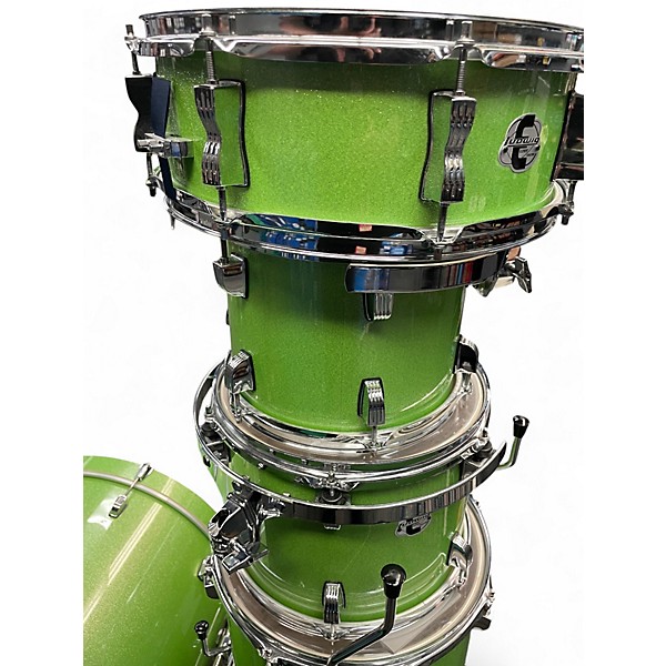 Used Ludwig 6 Piece Evolution Lime Sparkle Drum Kit