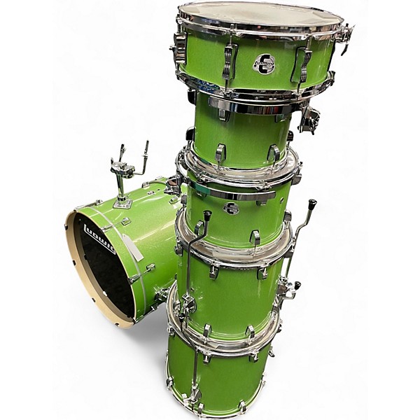 Used Ludwig 6 Piece Evolution Lime Sparkle Drum Kit