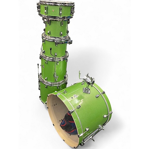 Used Ludwig 6 Piece Evolution Lime Sparkle Drum Kit