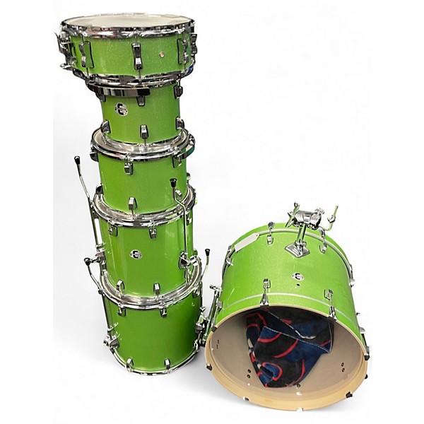 Used Ludwig 6 Piece Evolution Lime Sparkle Drum Kit