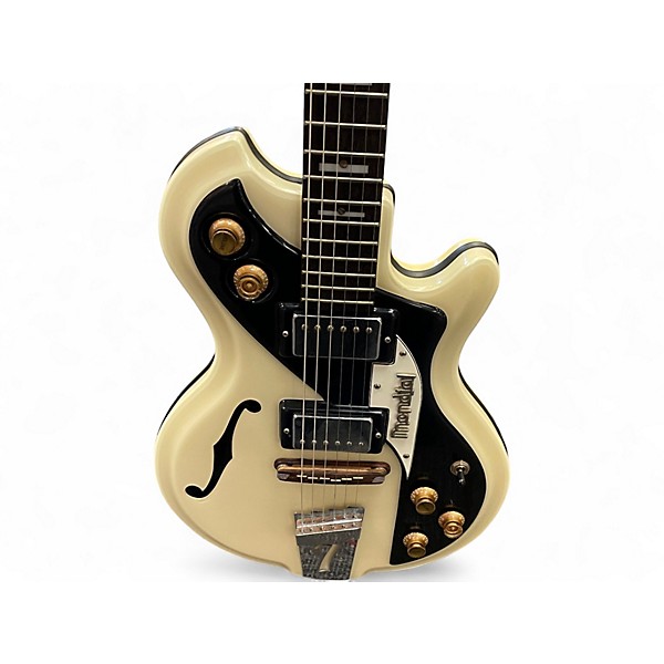 Used Italia Mondial Black and White Solid Body Electric Guitar