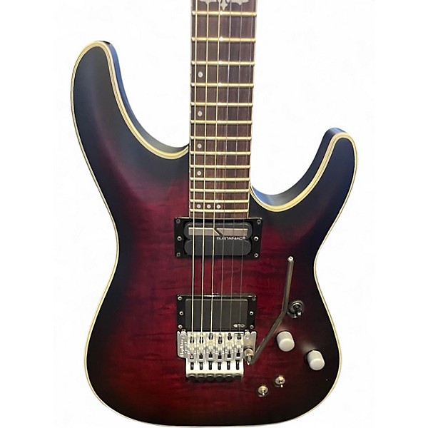 Used Schecter Guitar Research C1 -FR Platinum Crimson Red Burst Solid Body Electric Guitar